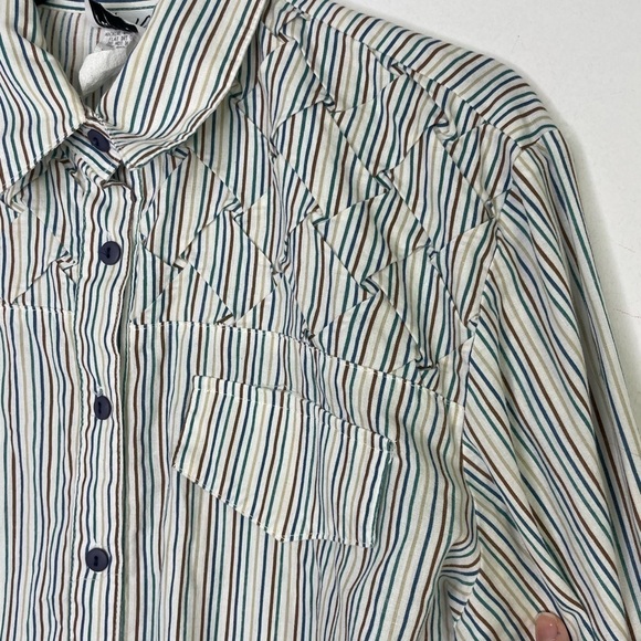 VINTAGE made in USA stripes normcorp buttons blouse - Picture 2 of 10